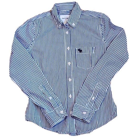 Abercrombie Kids EUC Sz S Blue Striped Button Down Shirt - Picture 1 of 3